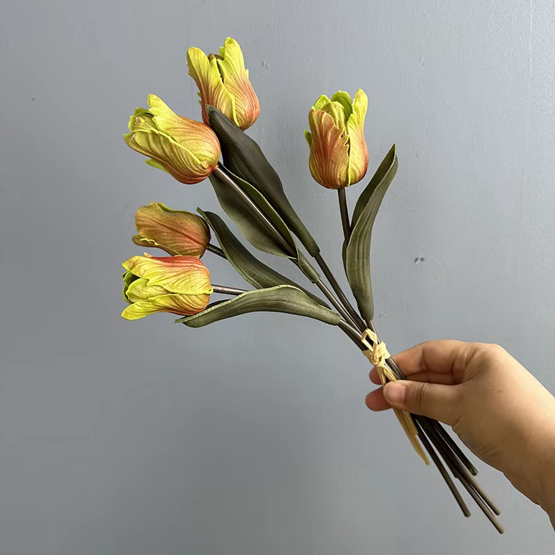 6 pièces de fleurs artificielles en PU, bouquet de tulipes en bourgeons, simulation de tulipes Moran