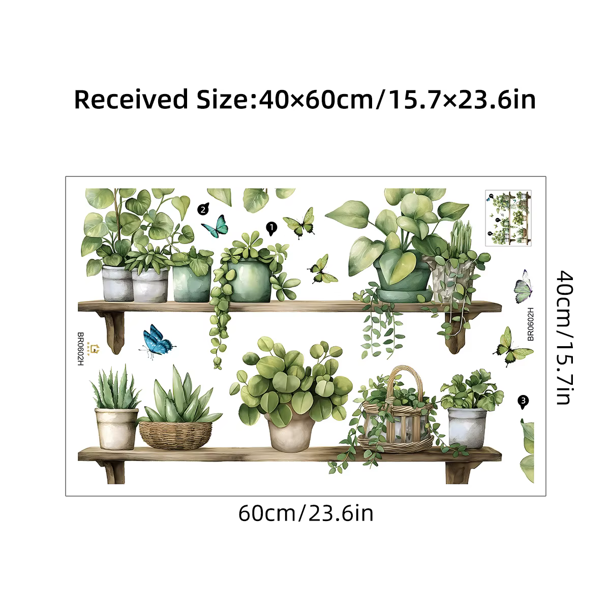 Autocollants muraux plantes en pot aquarelle, décoration murale pour salon, chambre à coucher, décor