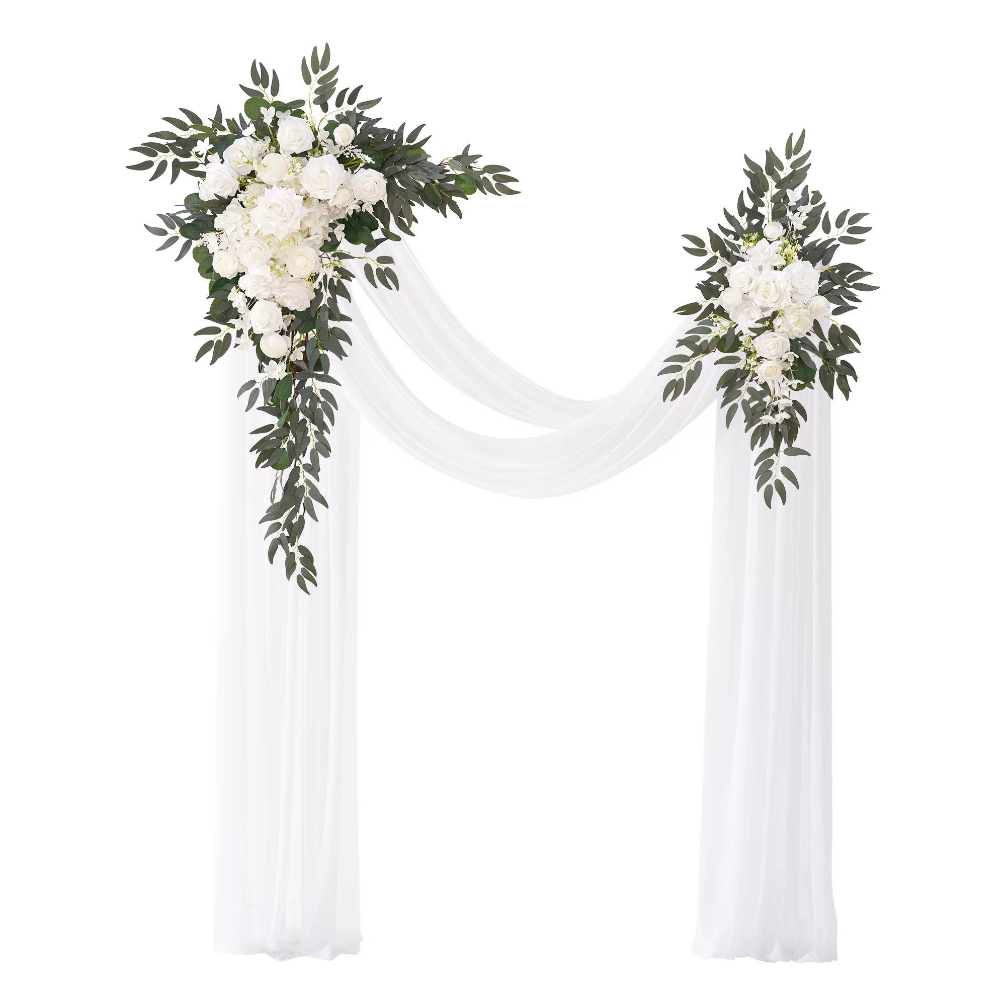 H8995 Kit de fleurs en arc de mariage avec gaze, lot de 4, 2 arrangement floral suspendu en sauge bl