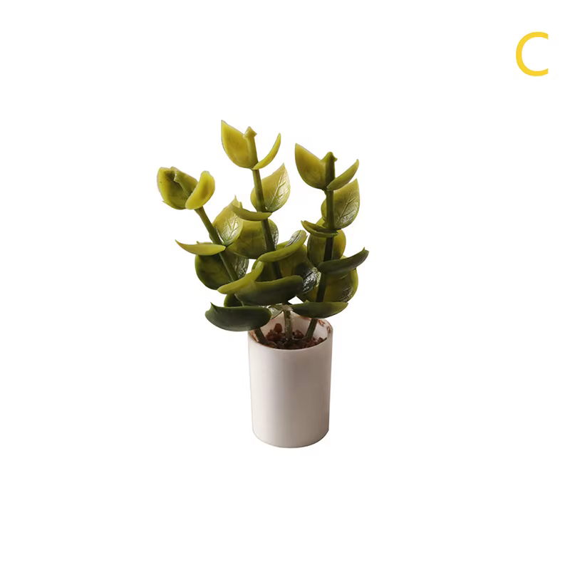 Plante miniature en pot pour maison de poupée 1:12, feuilles vertes, pot de plante, bonsaï, modèle d