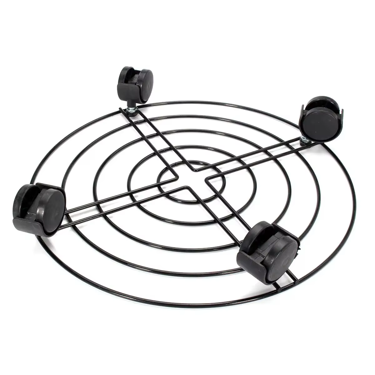 Plateau de Pot de plante de fleur rond en métal noir, 4 tailles, 4 roues, jardinière lourde, Pot de