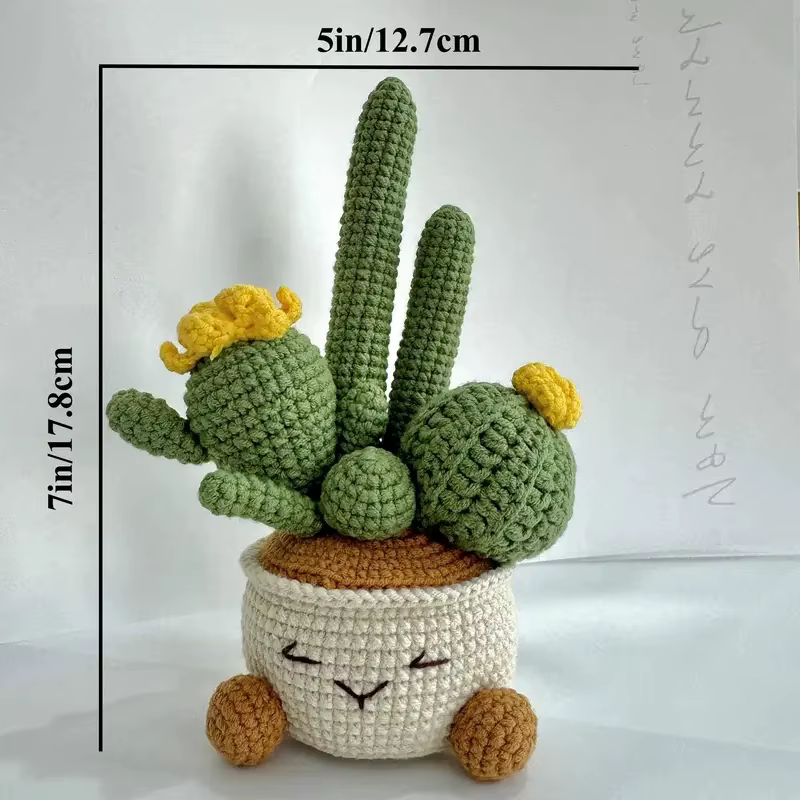 Plantes tricotées créatives en pot au Crochet, Cactus Kawaii, fleurs de fraises tissées à la main, T