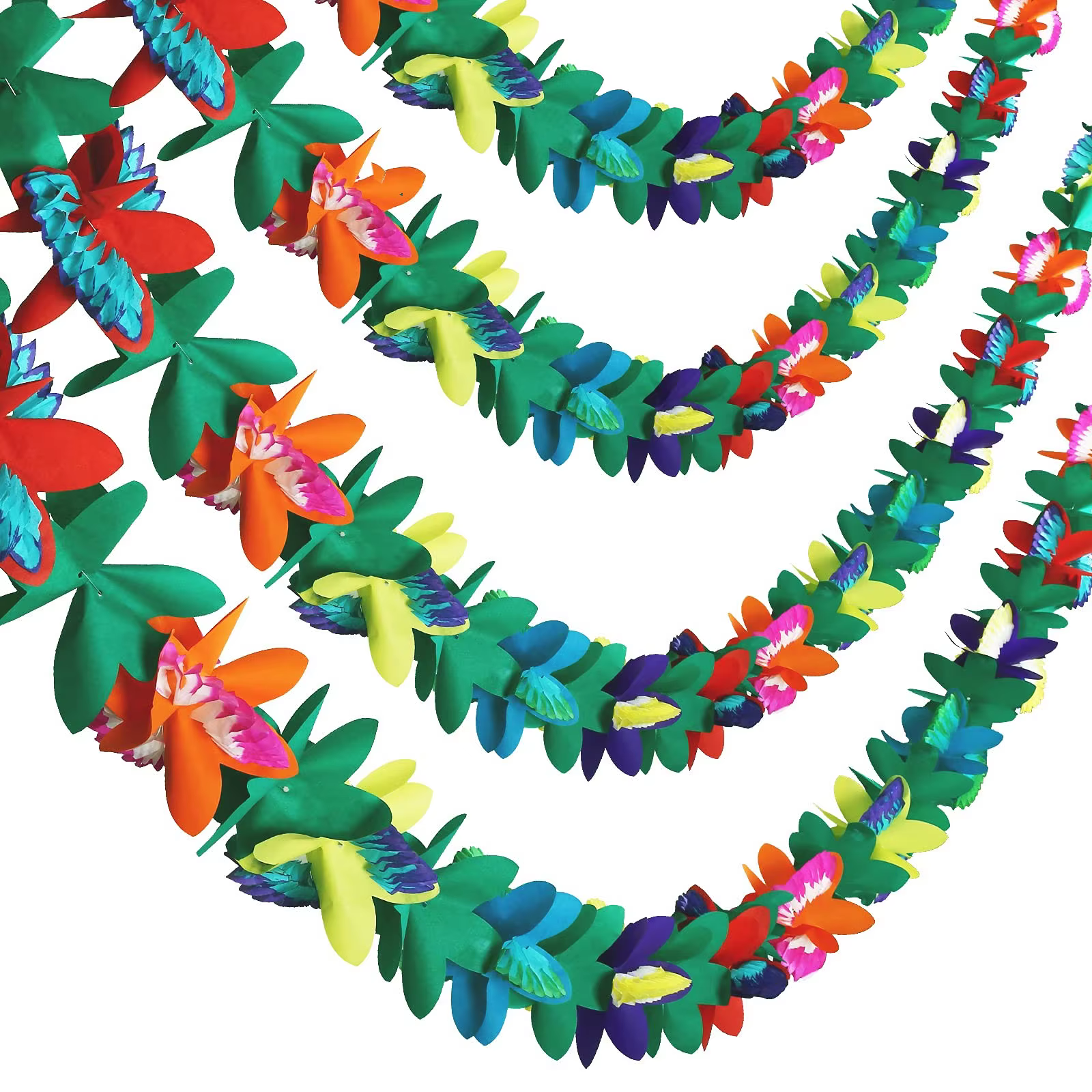 Lot de 4 guirlandes de fleurs en papier tropicales de 3 m – Décorations de fête Luau, bannière de fl