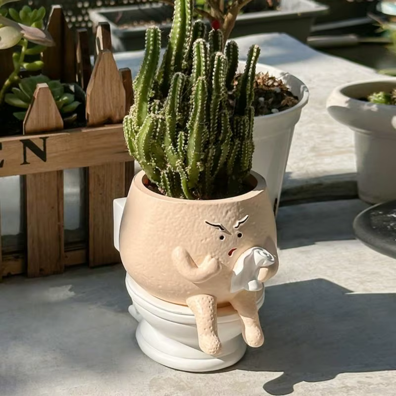 Pot fleurs toilette en résine à mode, pour plante d'intérieur avec bons systèmes Drainage, parfait p