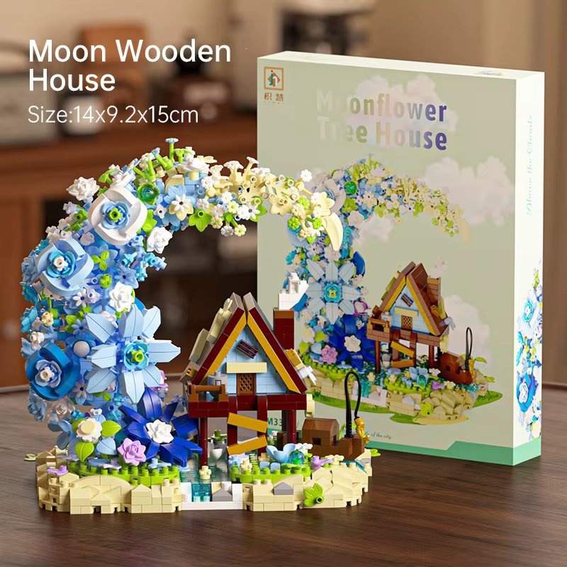 Ensemble de blocs de construction DIY LED Maison en bois et Cabane florale, Jouet créatif, Cadeau po