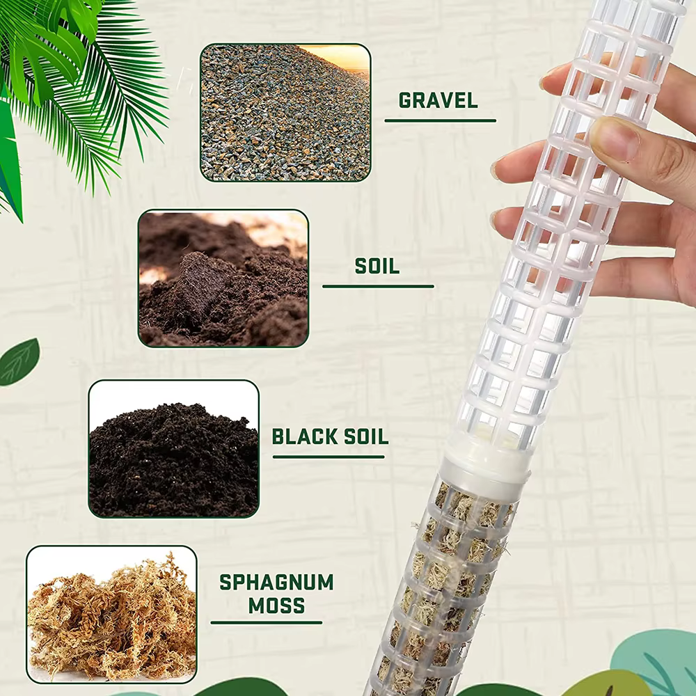 Bâton d'escalade pour plantes, support de plante, cadre en treillis, colonne de mousse de sphaigne d
