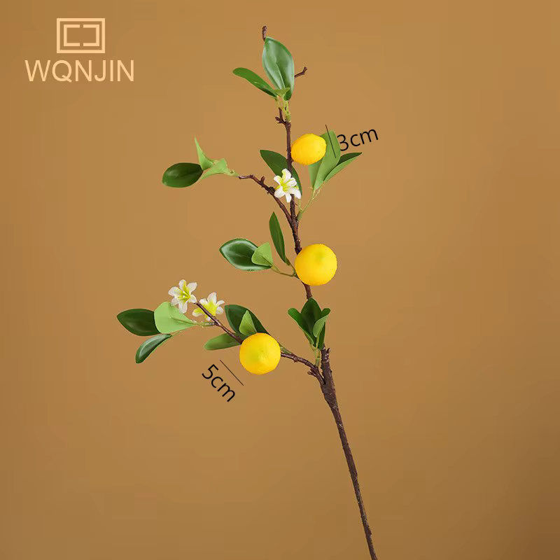 Branche de citron de luxe avec feuilles vertes, fleurs artificielles, accessoires de photographie à 