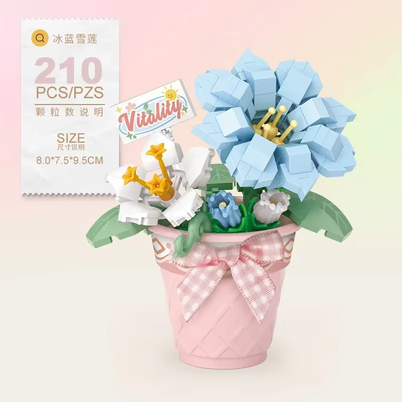 Décennie s de construction de fleurs en pot pour adultes et enfants, briques d'assemblage de bouquet