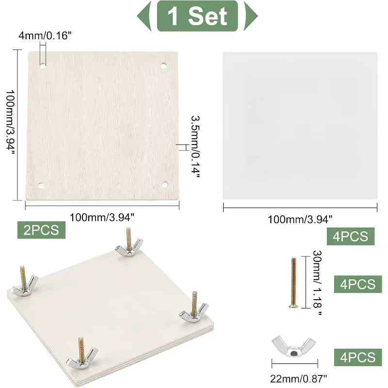 Kit de presse à fleurs en bois 4x4 pouces, ensemble de conservation des plantes et des feuilles pour