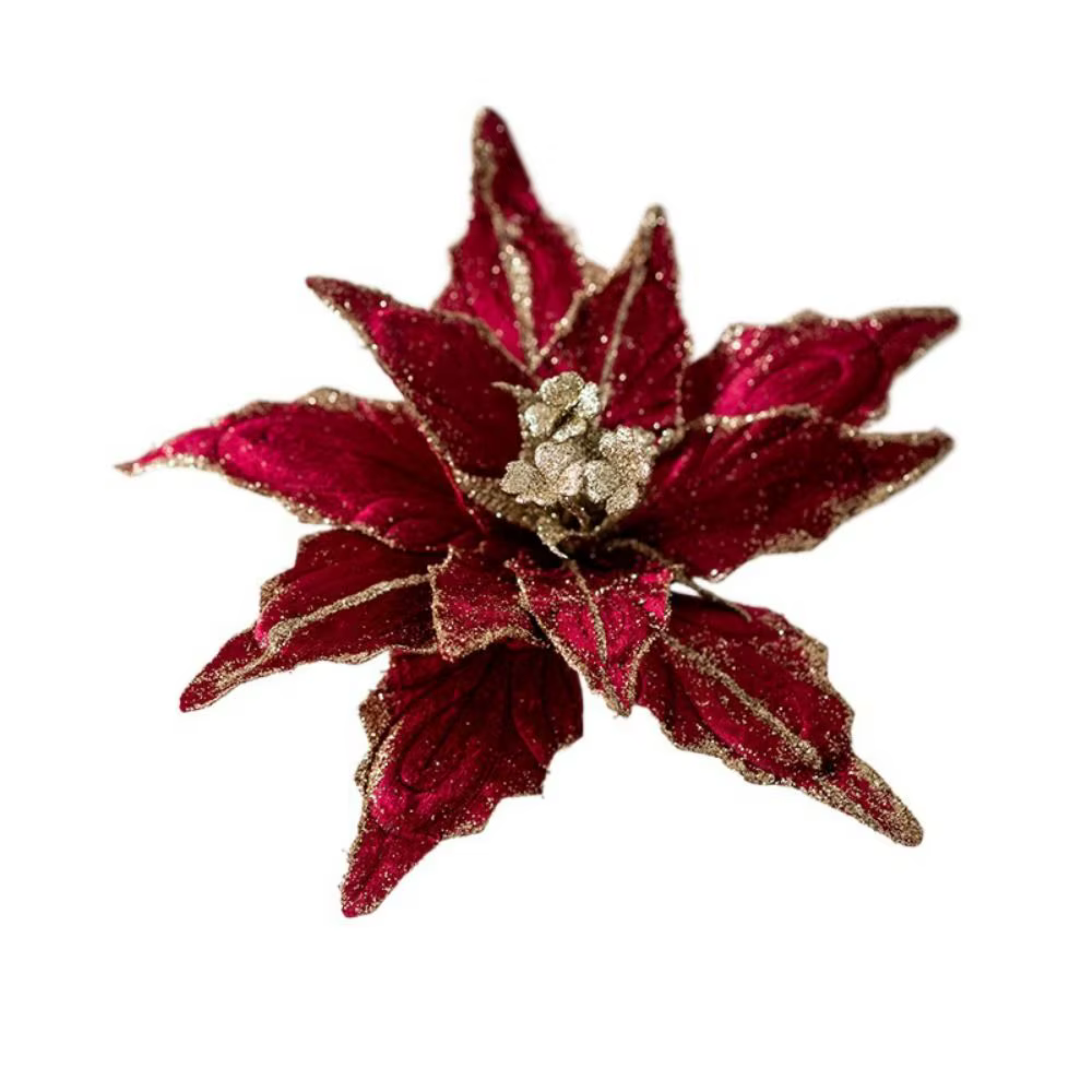 Tête de fleur fleurs de noël artificielles multicolore à la main simulée fleur de noël bricolage orn
