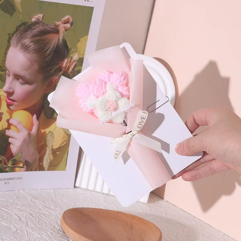 Bouquets de fleurs créatifs en trois dimensions, cartes de vœux, choux à la crème faits à la main, b