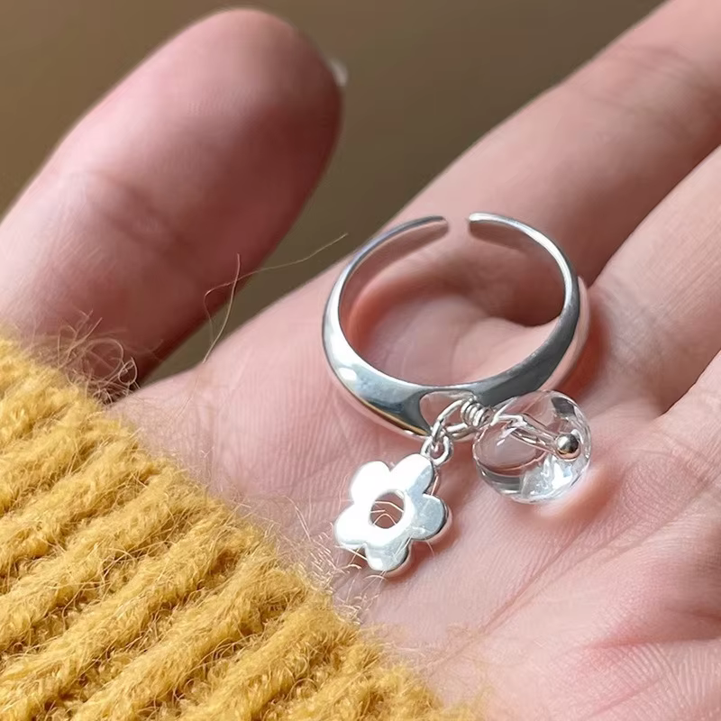 Bague fleur en argent Sterling 925, breloque de personnalité, Style mignon pour femmes, cadeau de fê
