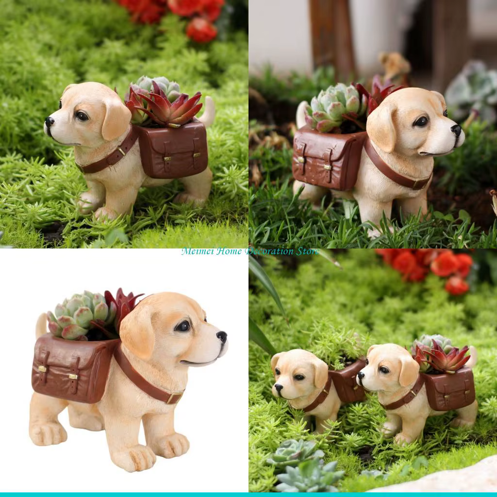 H7BF Pot fleurs en forme chien, conteneur d'herbes, Design Labrador avec Drainage, jardinière d'anim