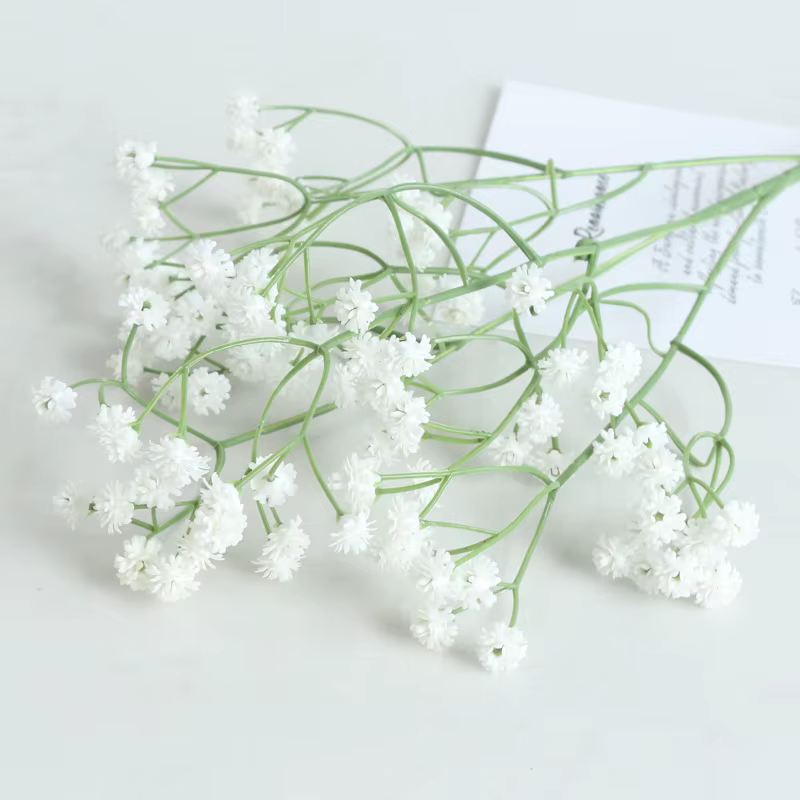 Fleurs artificielles gypsophile bon marché en plastique blanc rose bleu, accessoires d'arrangement d