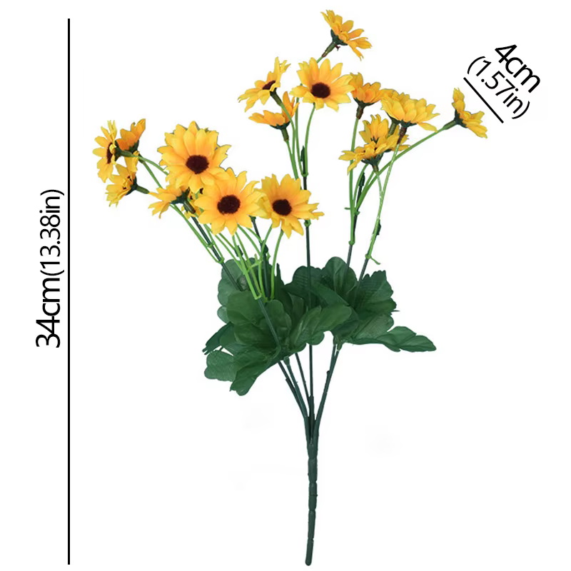 Tournesols artificiels, arbustes, fleurs artificielles pour présentation au sol, décoration de salon