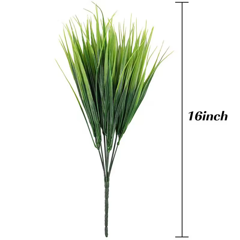 2 pièces 7 fourchettes/paquet plantes artificielles, herbe verte fleurs en plastique mariage printem