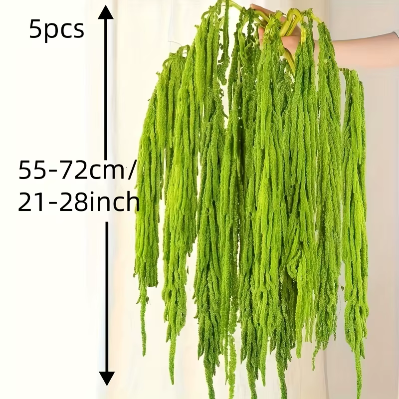 5 pièces de fleurs artificielles d'amarante, élégantes fleurs vertes suspendues pour les maisons boh