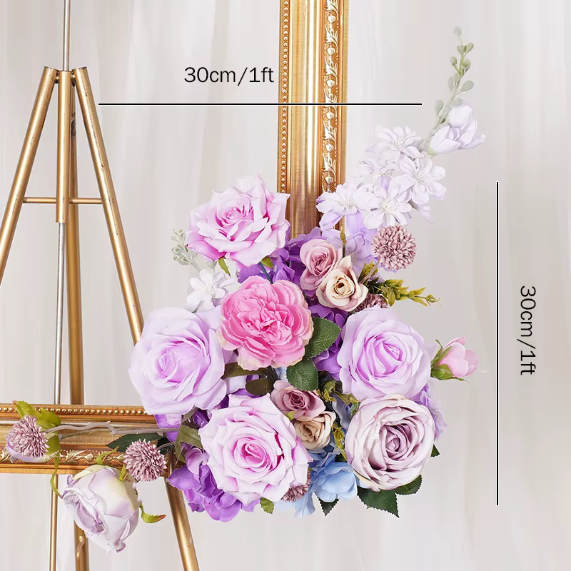H7792 luxe 5D violet Rose orchidée Delphinium fleur rangée mariage toile de fond arc Arrangement Tab