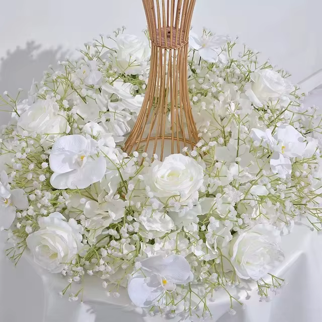 Guirlande de couronne verte série blanche, décoration de centre de Table de réception de mariage, bo