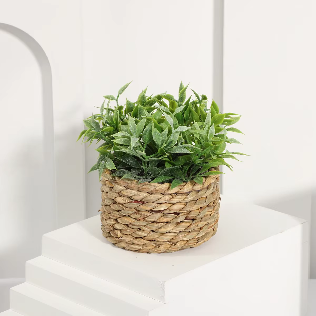 Plante d'eucalyptus artificielle verte de 11 cm – Petite plante en pot tressée, décoration d'intérie