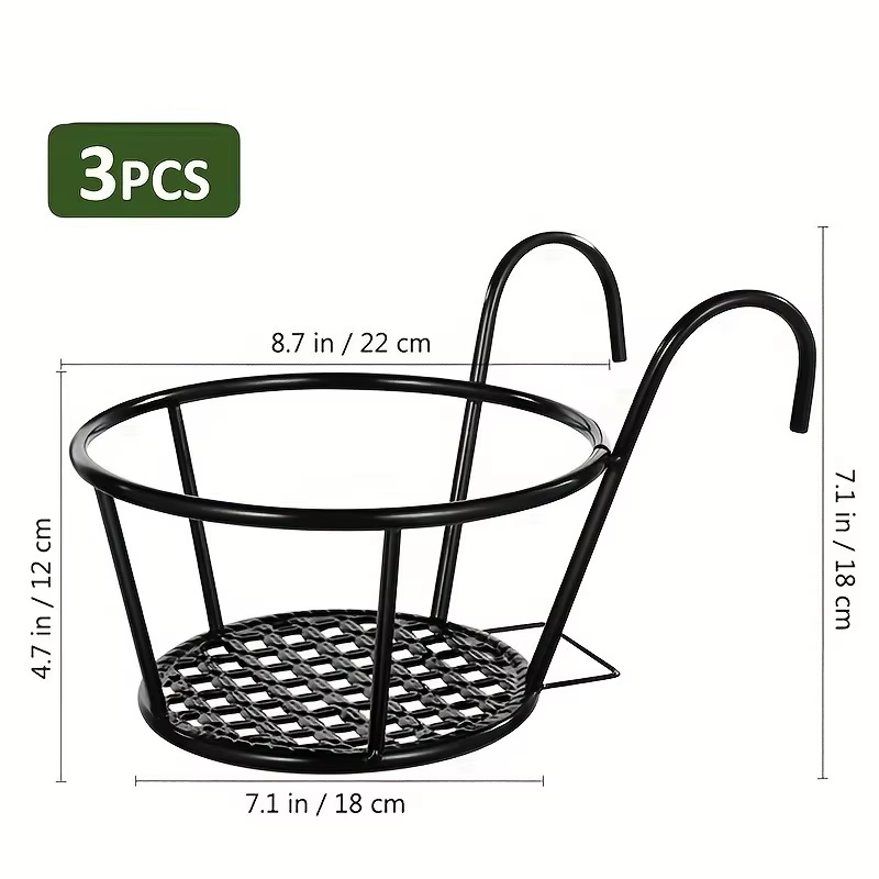 Support de Pot de fleur mural en fer, 3 pièces/ensemble, pour balcon, support rond pour plantes susp