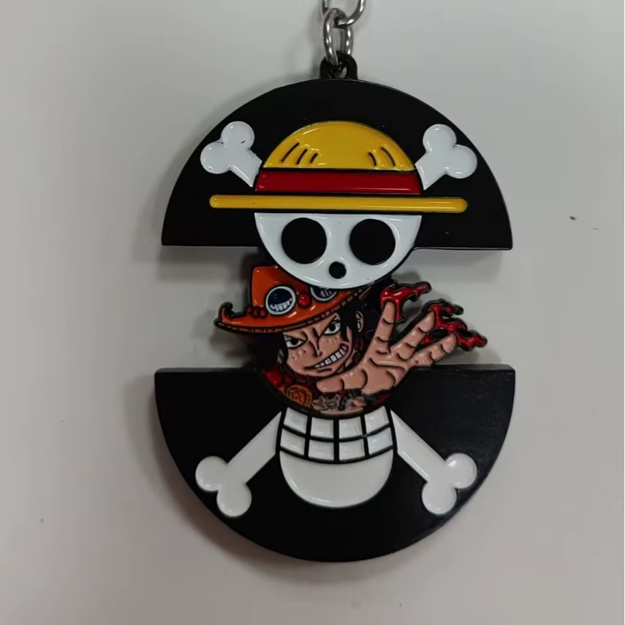 Porte-clés une pièce en métal rétractable, accessoire Luffy Ace Chopper