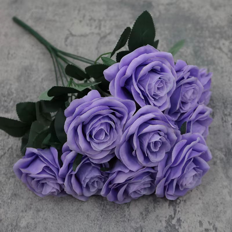 Rose bleue fleur artificielle 10 têtes grand Bouquet fleurs artificielles Roses Rose blanc décor de 