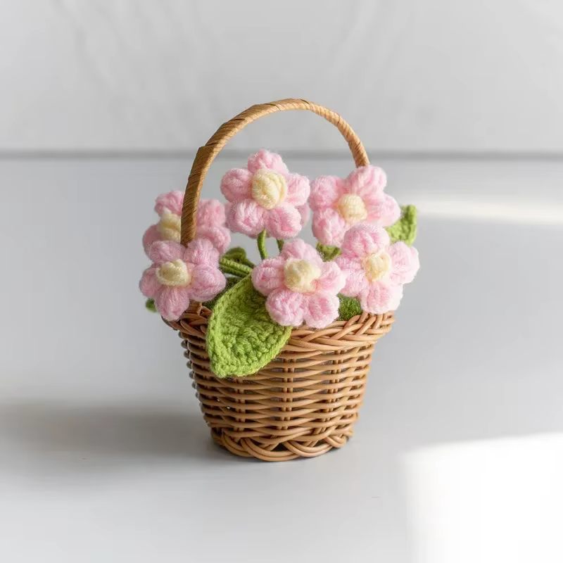 Pot de fleur au Crochet mignon, fleurs artificielles créatives, plante tissée à la main, fleurs tric