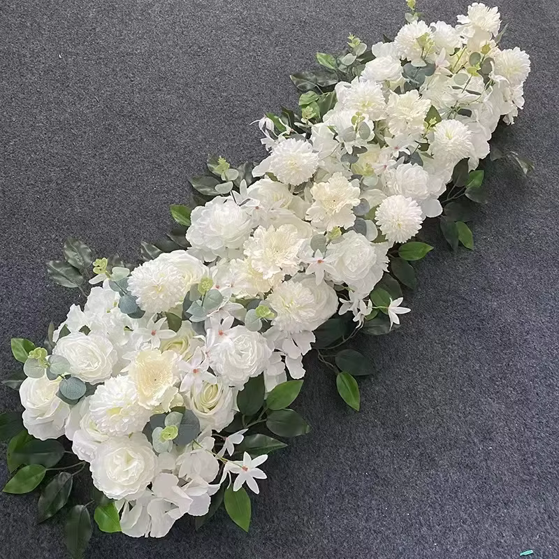 Nouvelle rangée de fleurs de mariage, longue bande de 1M, scène de forêt, décoration de scène en T, 