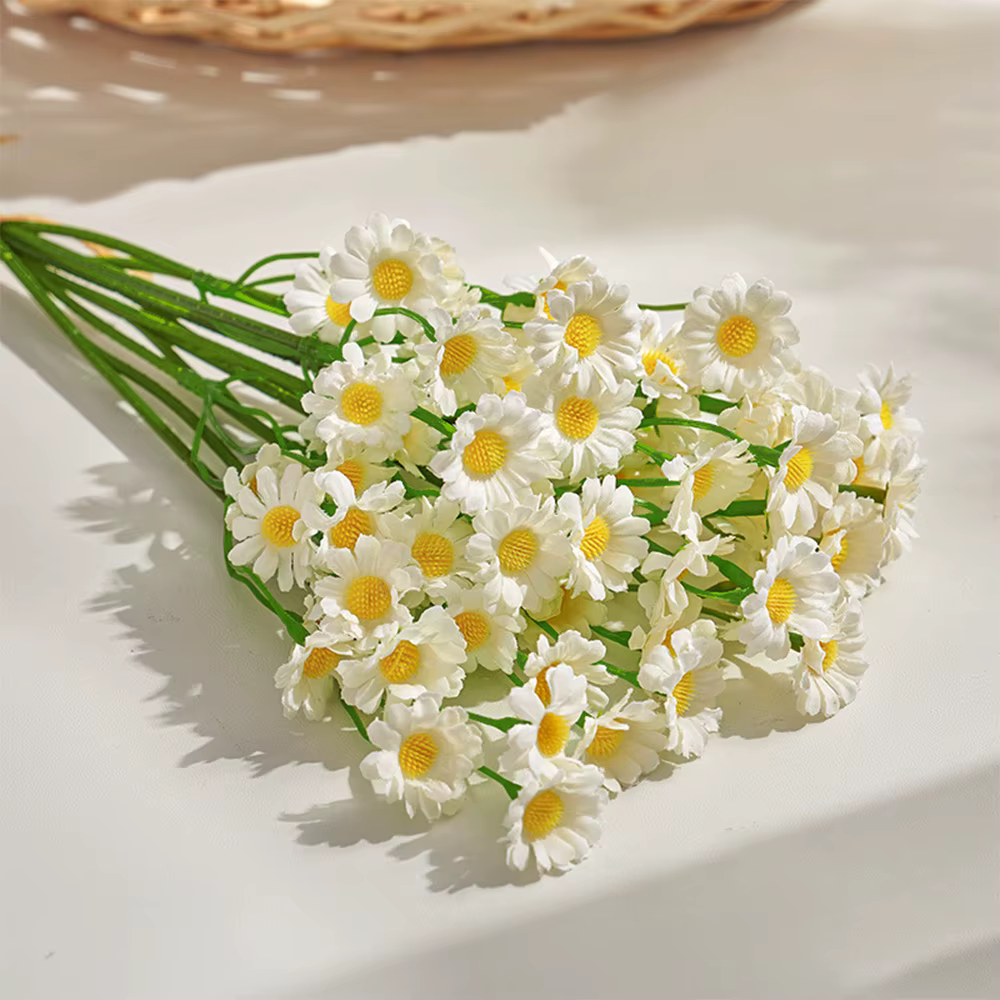 60 têtes de fleurs de marguerite artificielles, petite marguerite, Bouquet de fausses fleurs pour la