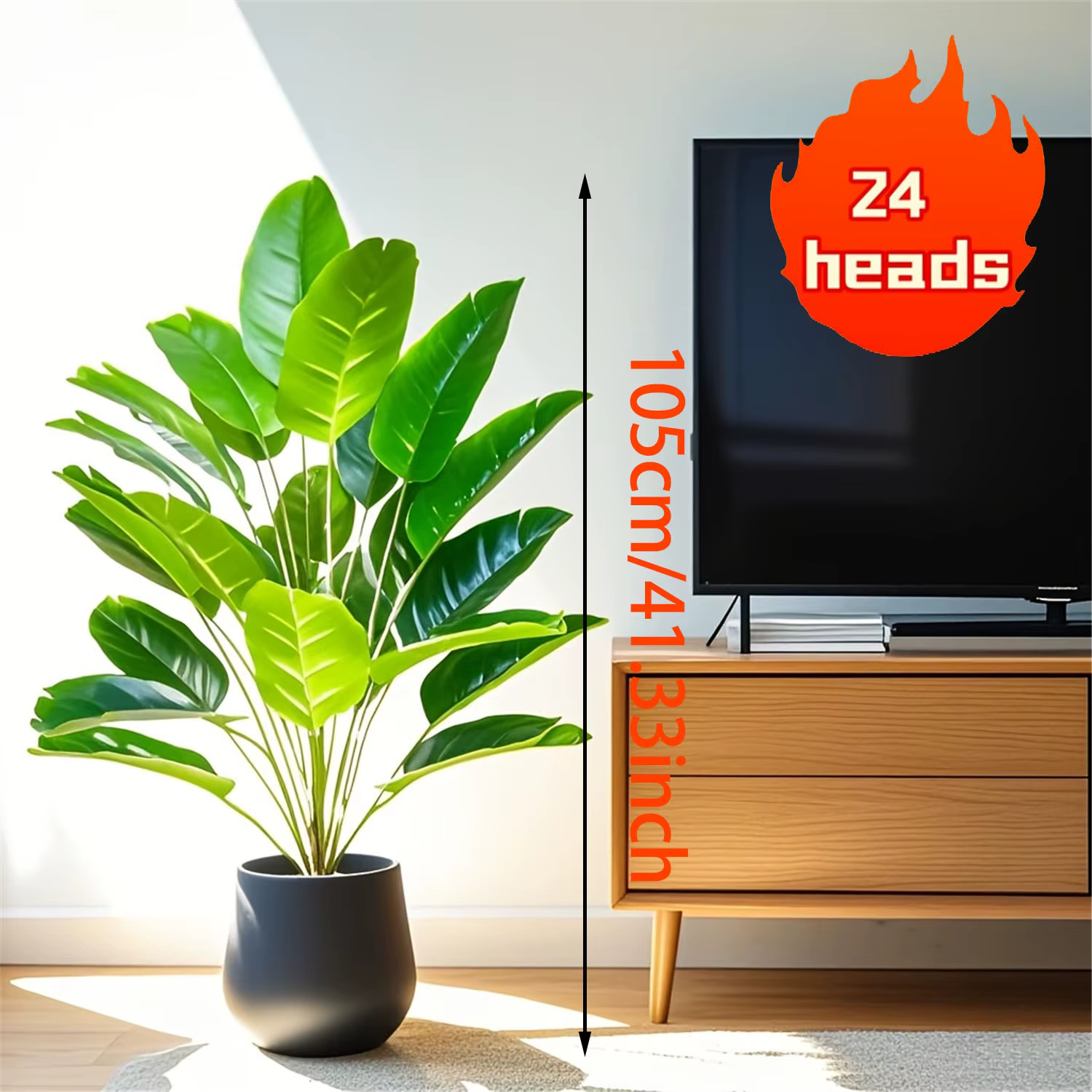 Plante de palmier artificielle réaliste extra large à 24 feuilles – Décor de sol tropical haut de ga
