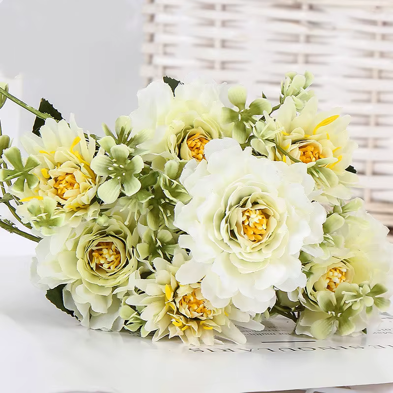 1 Bouquet camélia pivoine artificielle Rose fleurs soie fausses flores fleur de mariage bricolage ma
