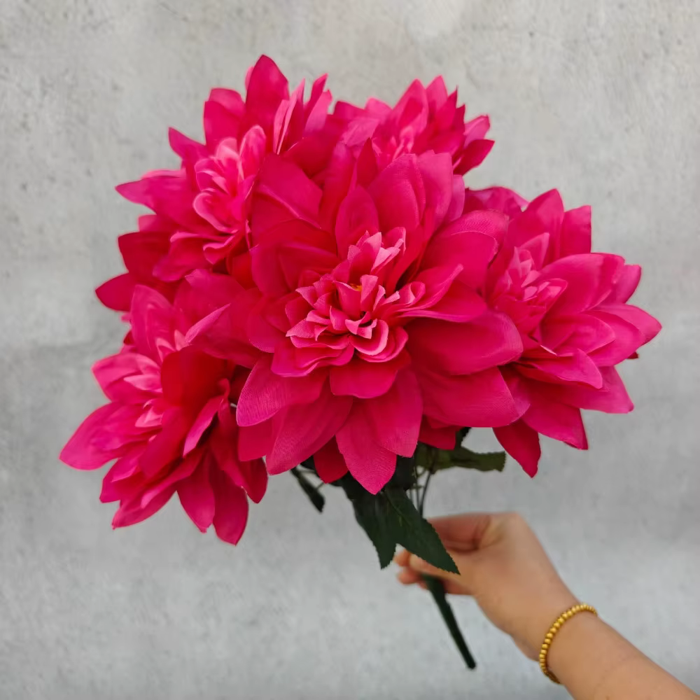 Simulation de fleur Dahlia à 7 têtes de grand diamètre, mille couches, décoration de mariage pour la