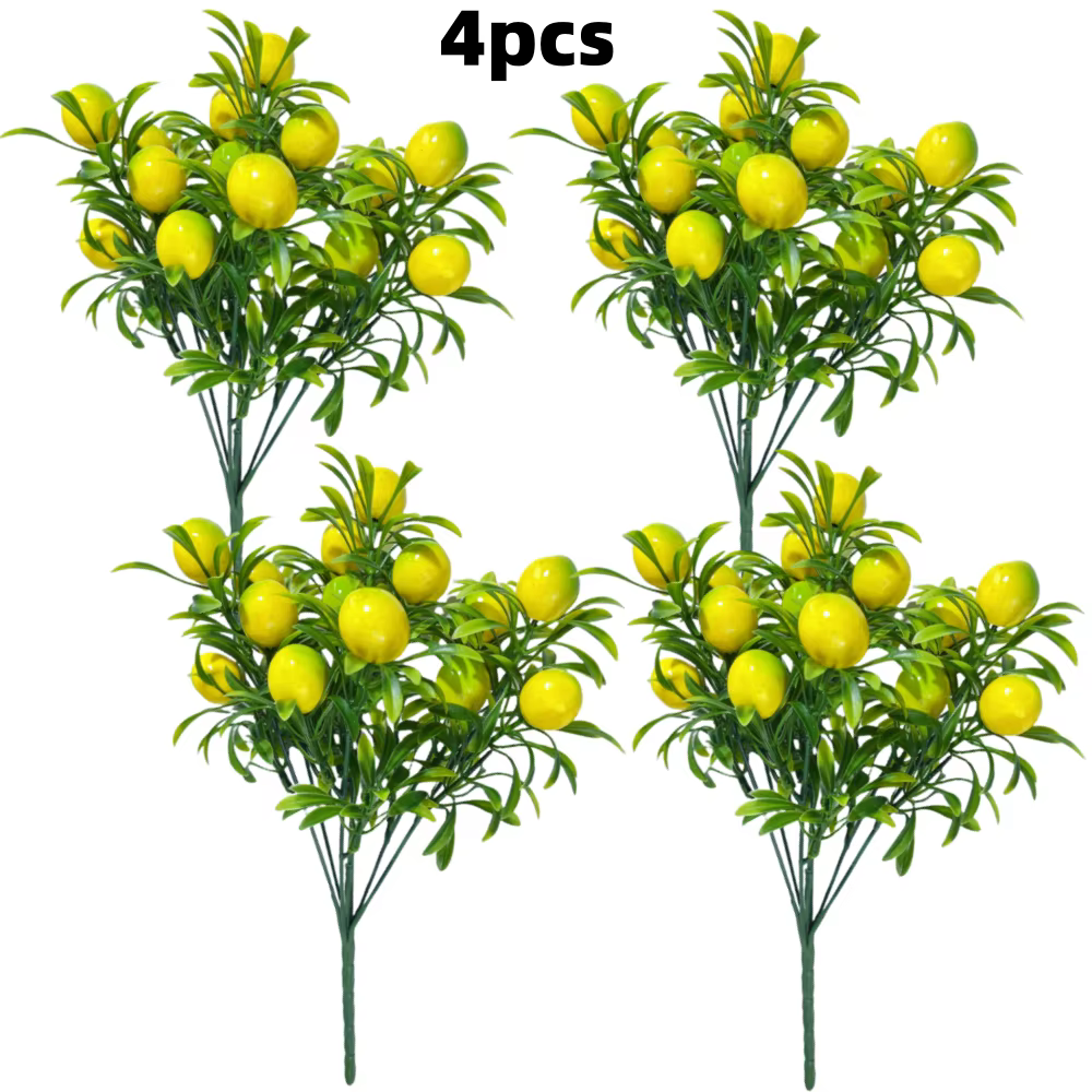 4 plantes artificielles de citron jaune pour la décoration intérieure et extérieure, arrangements fl