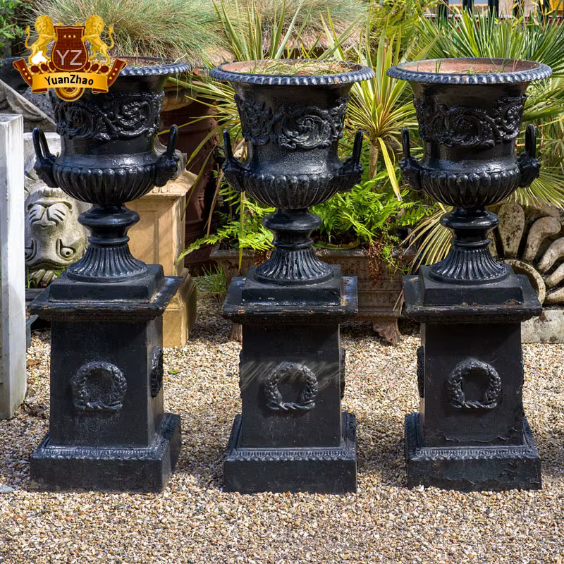 Pot de fleur artisanal en métal, décoration de jardin extérieur, en fonte