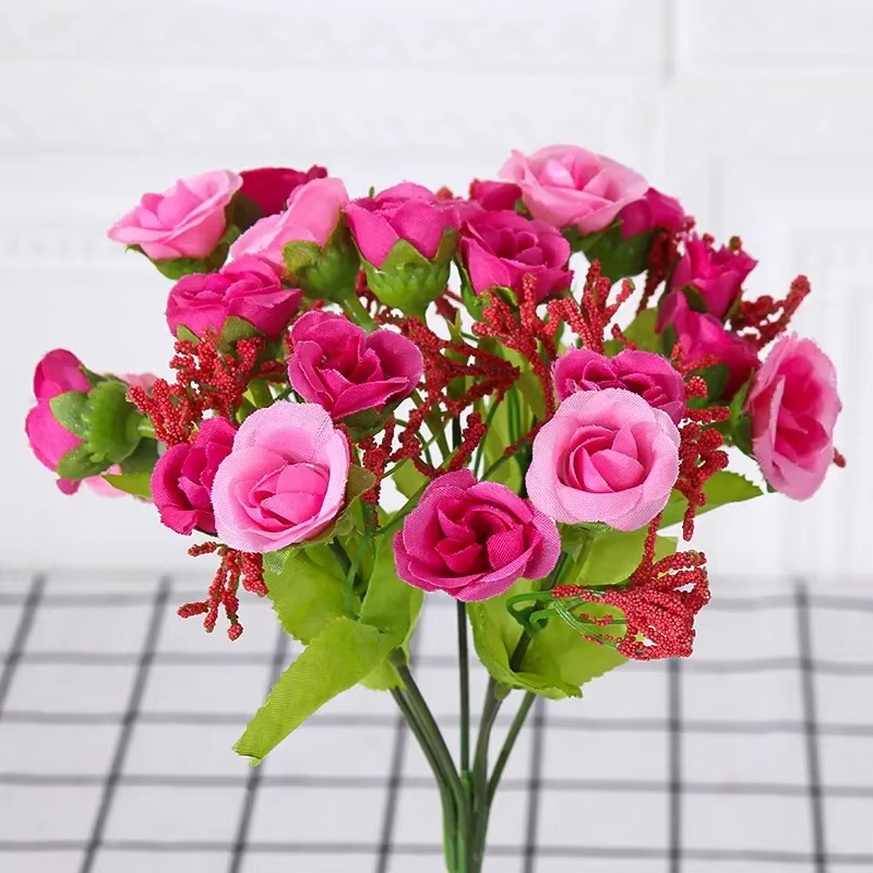 Bouquet de Roses Artificielles, Fausse Plante, Petit Camélia, Décoration de Mariage, Accessoires Mur