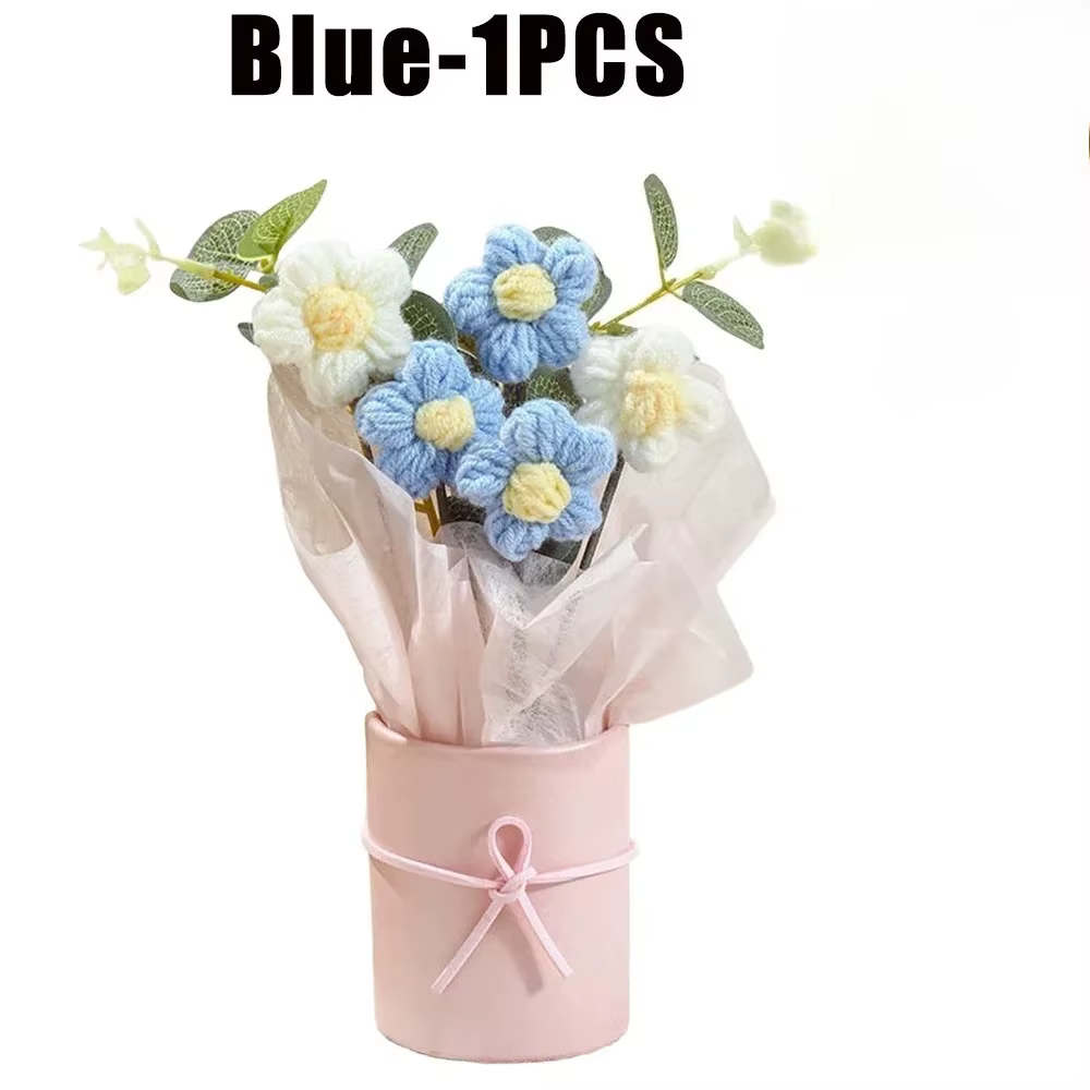 Bouquet de fleurs au crochet pour la Saint-Valentin, bouquet tricoté à la main, fête des mères, anni