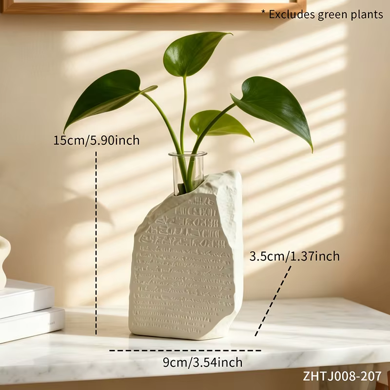 Vase en résine inspiré de la pierre de Rosette, pot décoratif pour petites plantes et fleurs, idéal 