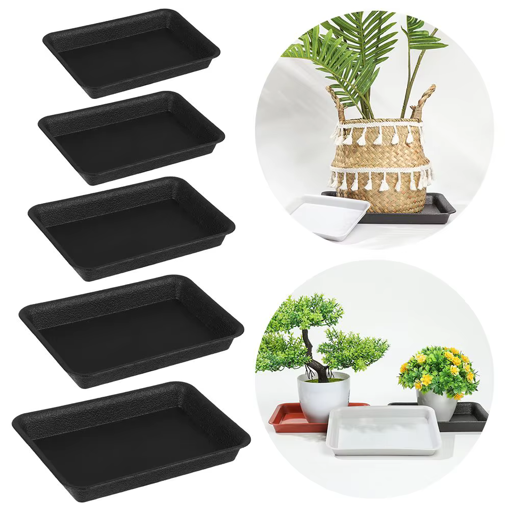 Pot de fleur en plastique pour l'intérieur et l'extérieur, plateaux d'égouttement, plante rectangula