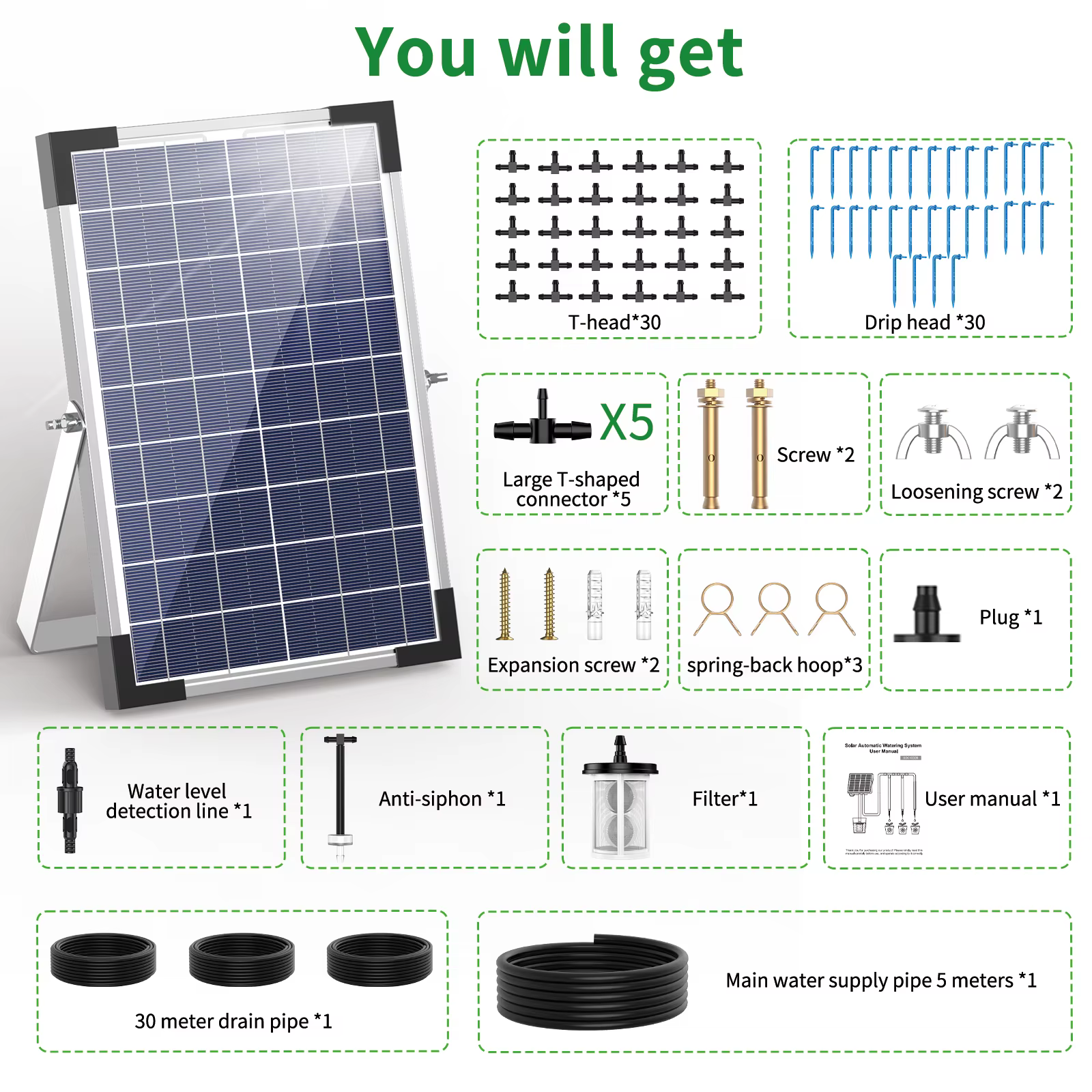 Système d'irrigation goutte-à-goutte solaire pour plantes en pot 9V 5W, arrosage régulier facile à r