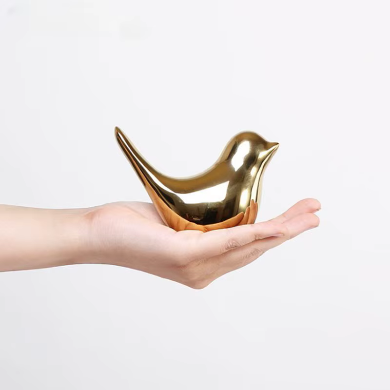 Figurine d'oiseau en céramique nordique, 4 tailles, Statue d'animal doré, bijoux, décoration de mais