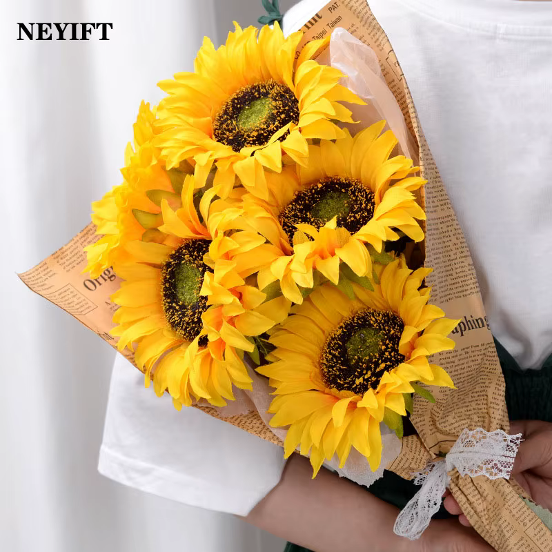 Fleur de tournesol artificielle très réaliste, 5 pièces, marguerites en soie pour Arrangement floral