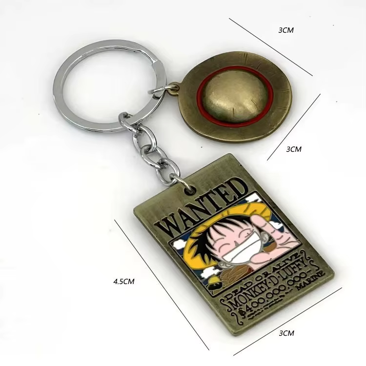 Porte-clés One Piece Luffy Roronoa Zoro Ace, design créatif de dessin animé, style 'Wanted', en alli
