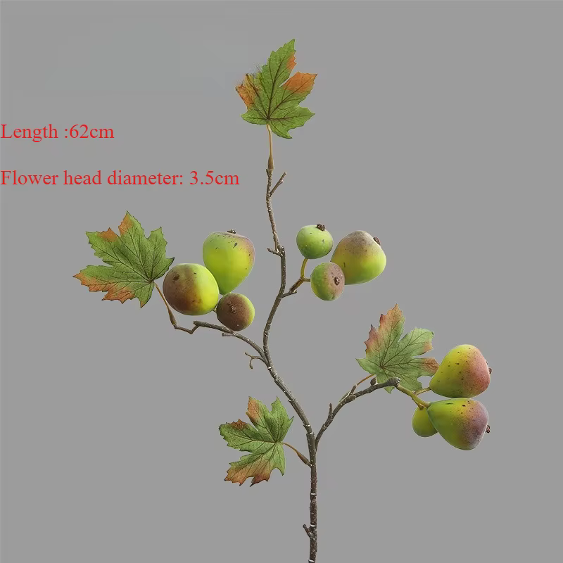 Branche de figue artificielle en plastique, fausses fleurs vertes, décoration de centre commercial, 