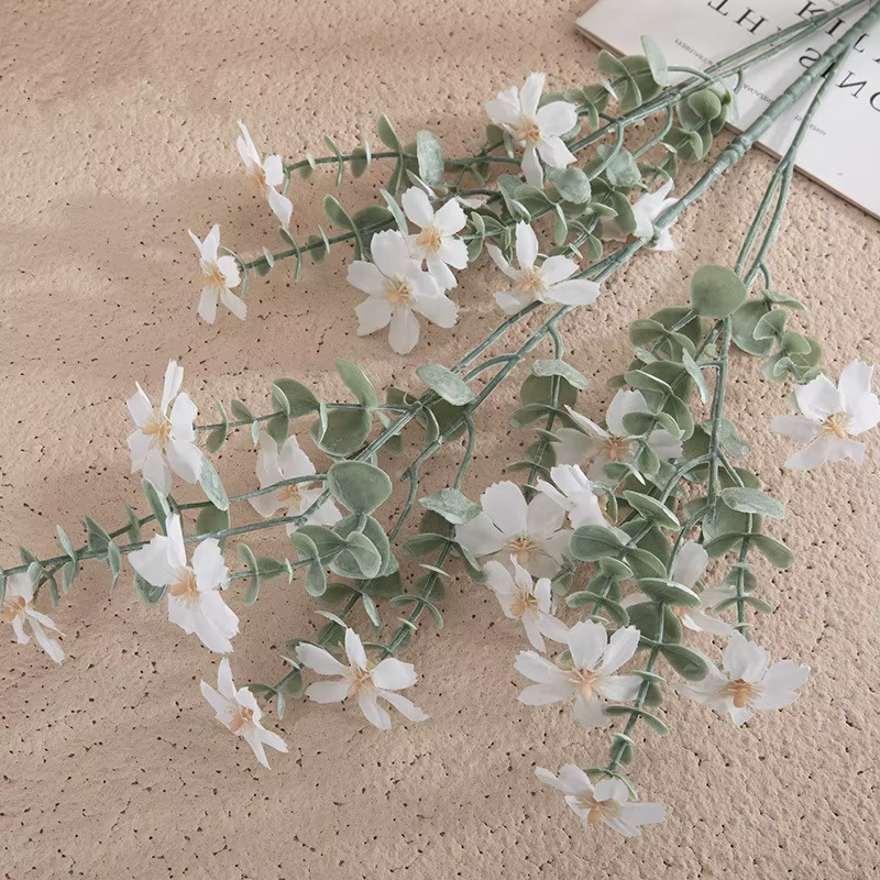 Fleurs de soie pour bouquet de mariée de mariage, 3 fourchettes, orchidée dansante, plantes roses, a