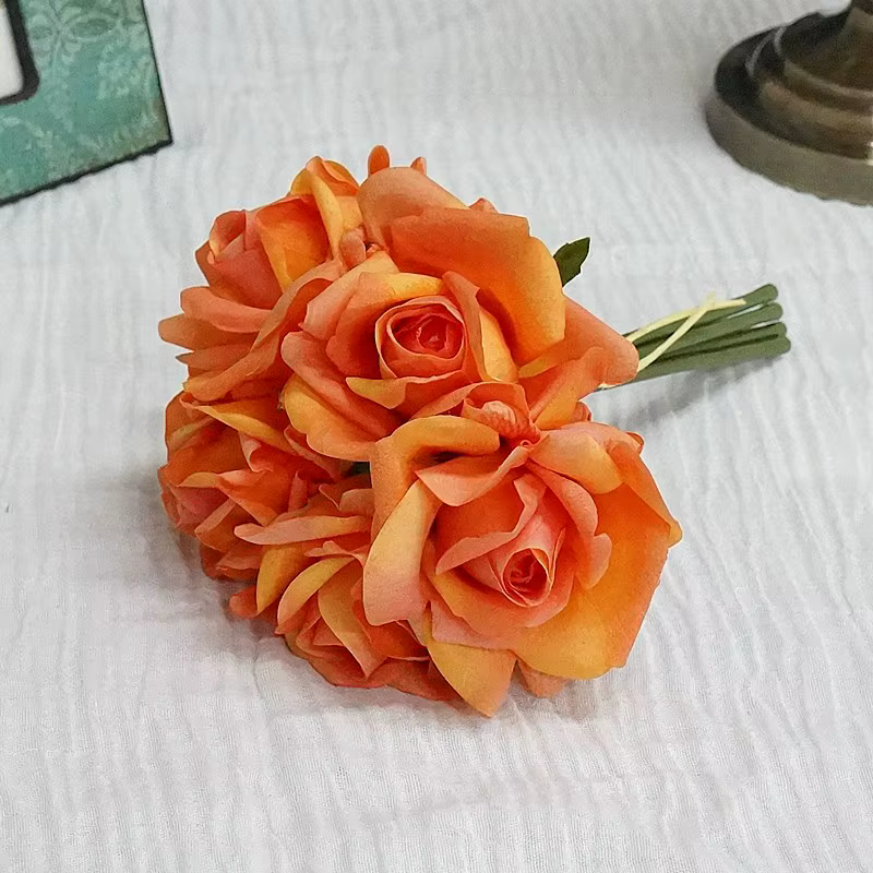 Roses artificielles hydratantes au toucher réel, 5 têtes/lot, Bouquet de mariée, décor de Table de m
