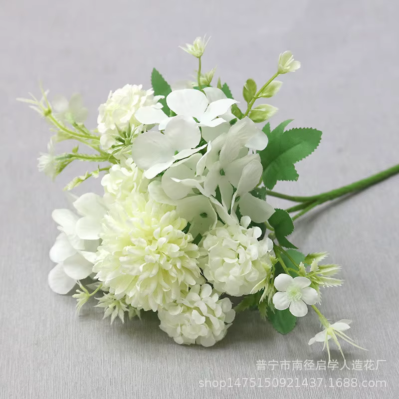 Simulation d'hortensias colorés européens, 5 fleurs, décoration florale pour la maison, tenue de mar