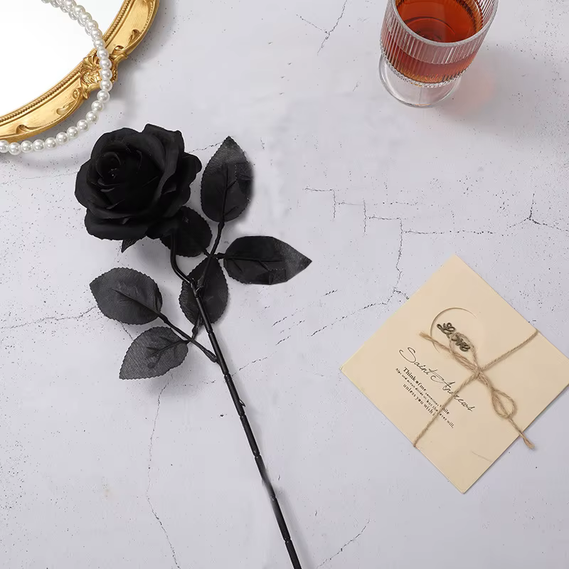 Fleurs artificielles Rose bordeaux noir, fausse branche de fleur, Arrangement de décoration d'hallow