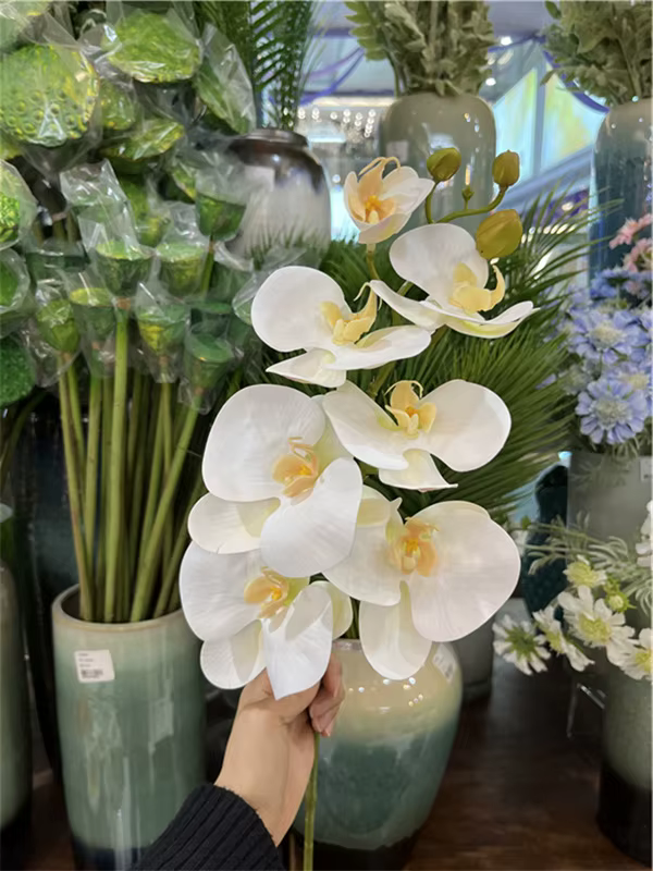 Orchidée Papillon au Toucher Réel, 4 Pièces, Fleurs Artificielles Phalaenopsis pour ixde Mariage, Dé