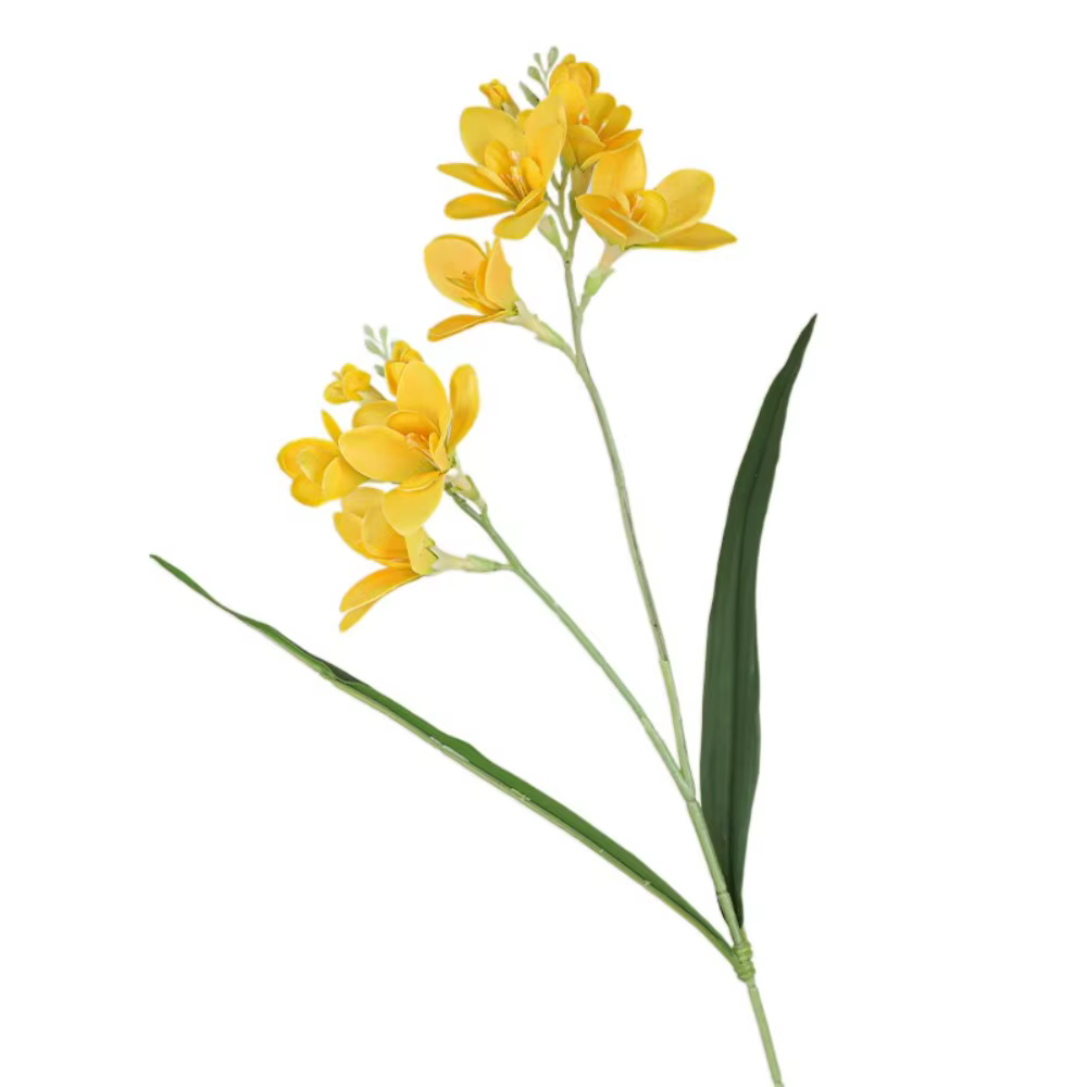 2 Fleurs artificielles de freesia réalistes, faites à la main, simulation de fleurs de Whelan, touch